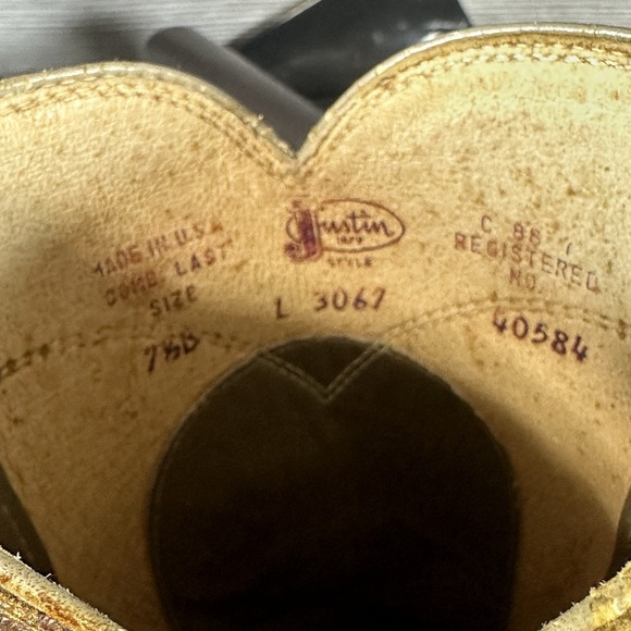 Justin Western Cowboy Roper Boots Women Size 7.5D Vintage USA Brown Leather - Picture 9 of 9